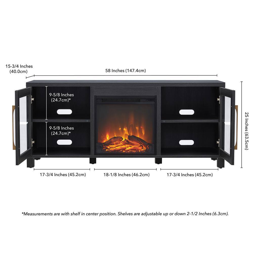 MeyerCross Quincy 58 in. Charcoal Gray TV Stand Fits TV's up to 65 in. with Log Fireplace Insert TV1131