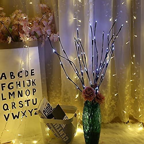 2 Pack LED Branch Lights - Battery Operated Willow Tree Twig Lights - Warm White（White）