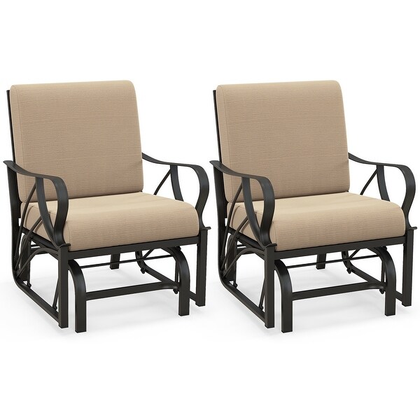 Costway Patio Rocking Chair with Cushion HeavyDuty Metal Frame Smooth