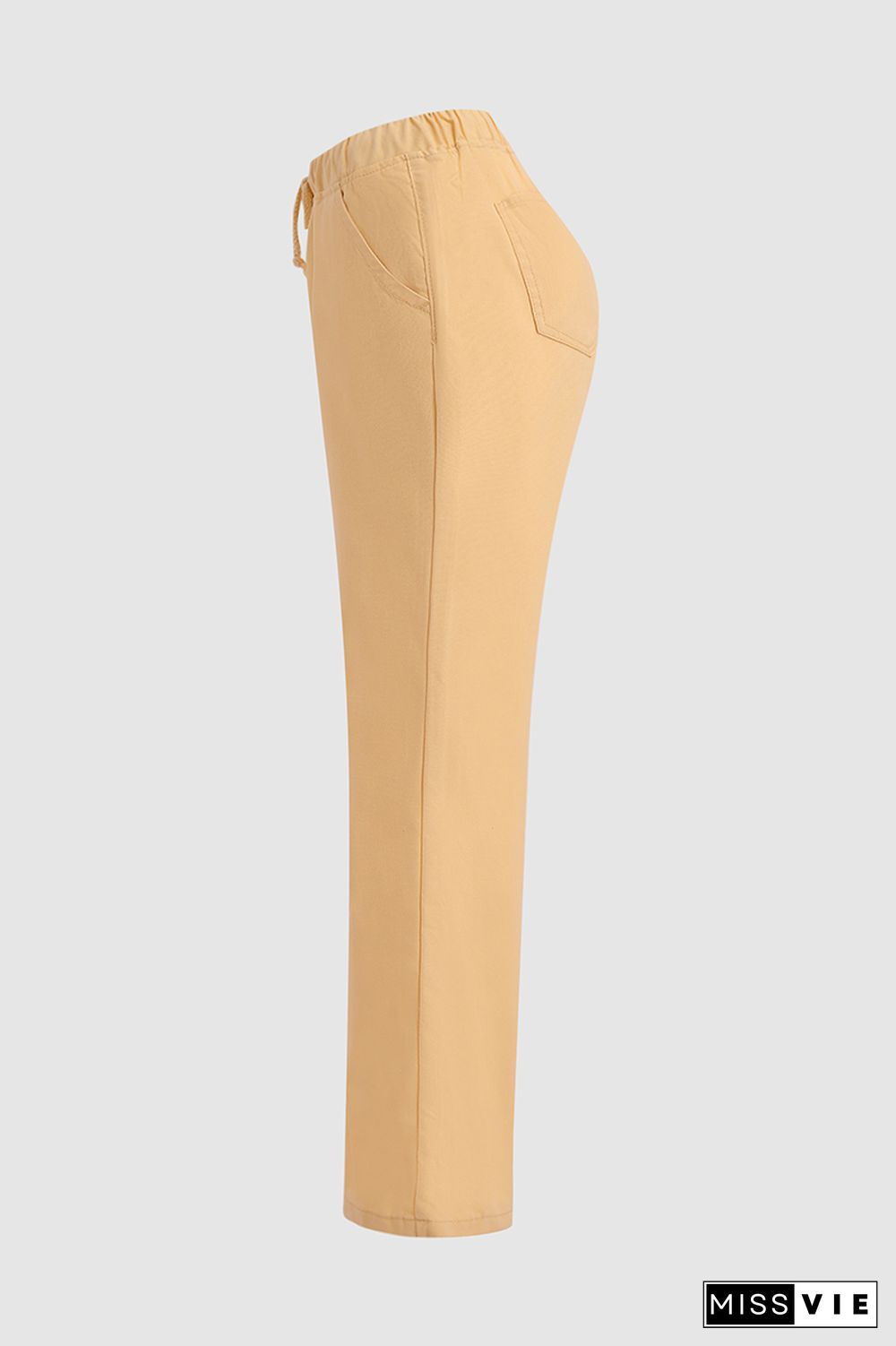 Drawstring Low Waist Straight Leg Pants