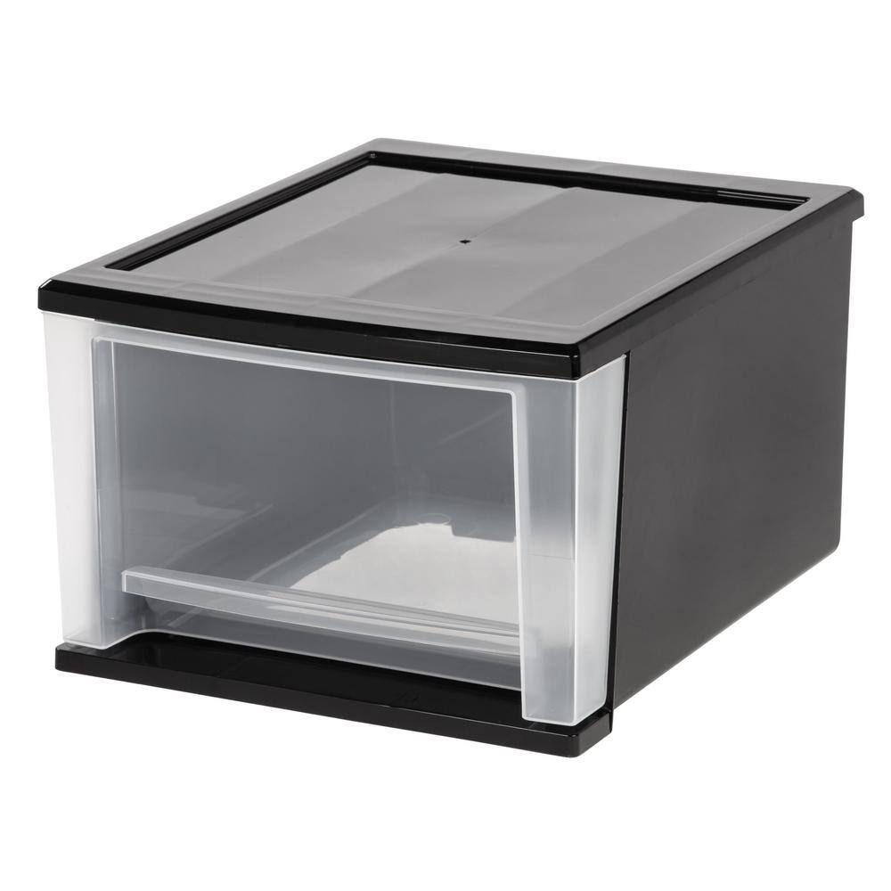 IRIS 17 Qt. Stacking Storage Bin in Black 129805