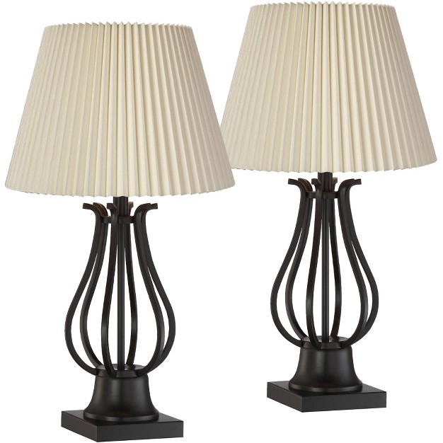 High Bronze With Ac Power Outlet Ivory Pleat Shade For Bedroom Living Room Bedside Office Desk