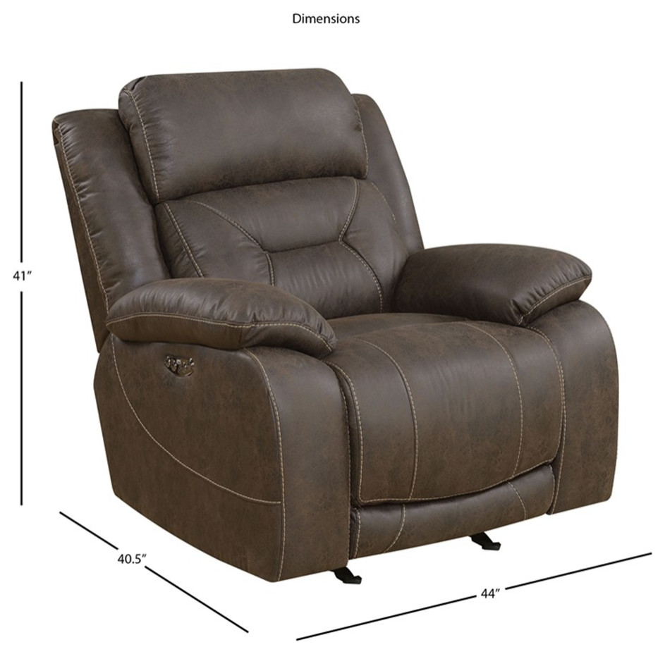 Bowery Hill Transitional Faux Leather Glider Recliner in Saddle Brown   Contemporary   Recliner Chairs   by Homesquare  Houzz