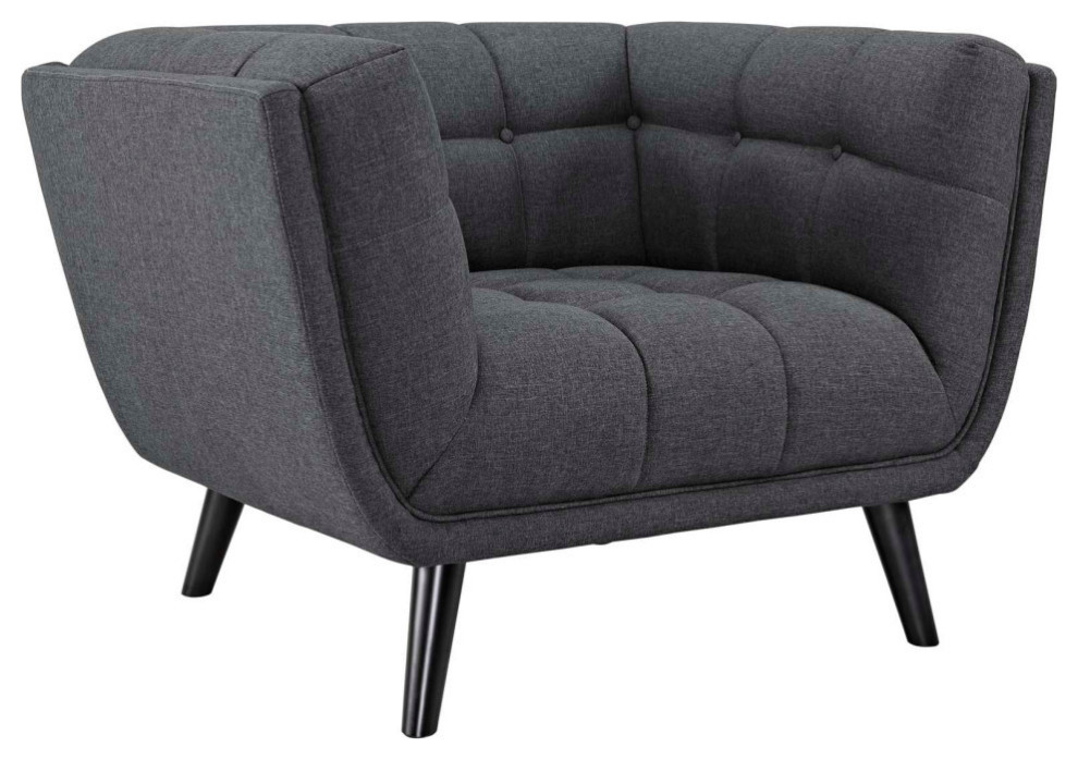 Stella Gray 2 Piece Upholstered Fabric Loveseat and Armchair Set   Midcentury   Living Room Furniture Sets   by V.S.D Furniture  Houzz