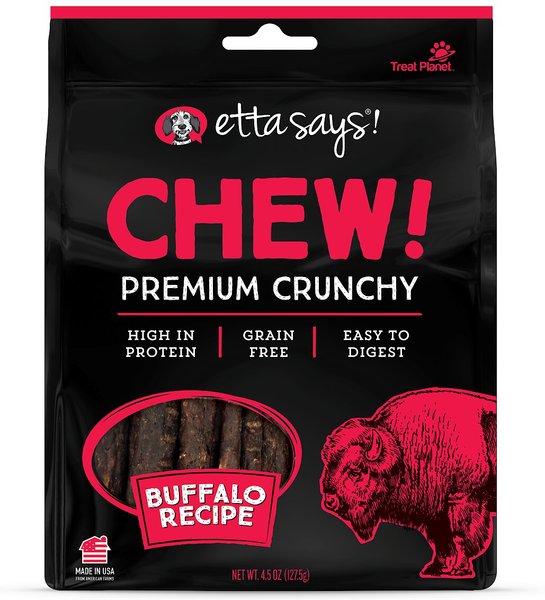 Etta Says! Chewy! Premium Crunchy Buffalo Recipe Grain-Free Dog Treats， 4.5-oz bag