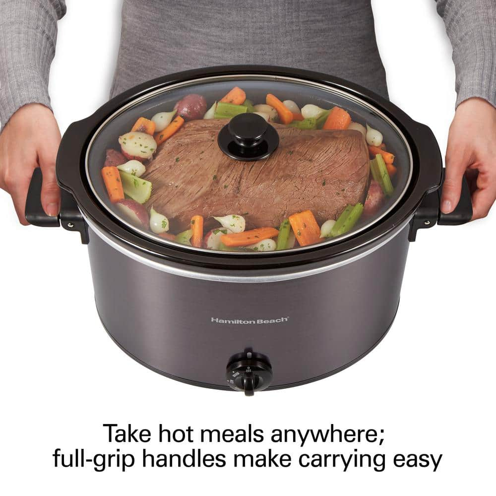 Hamilton Beach 10 Qt. Black Slow Cooker with Folding Handles 33191