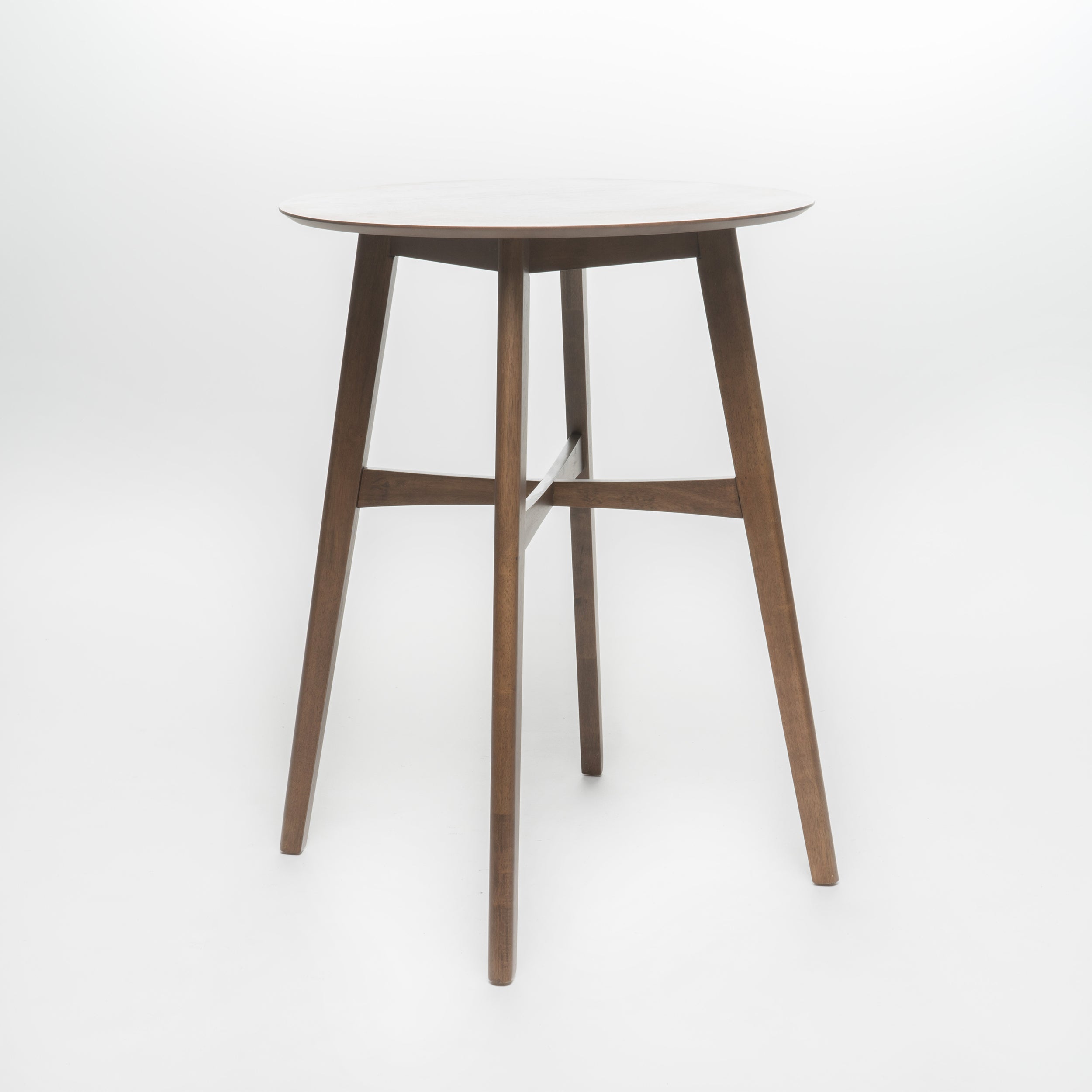 Madeline Mid-Century Modern Circular Wood Bar Table with Tapered Legs