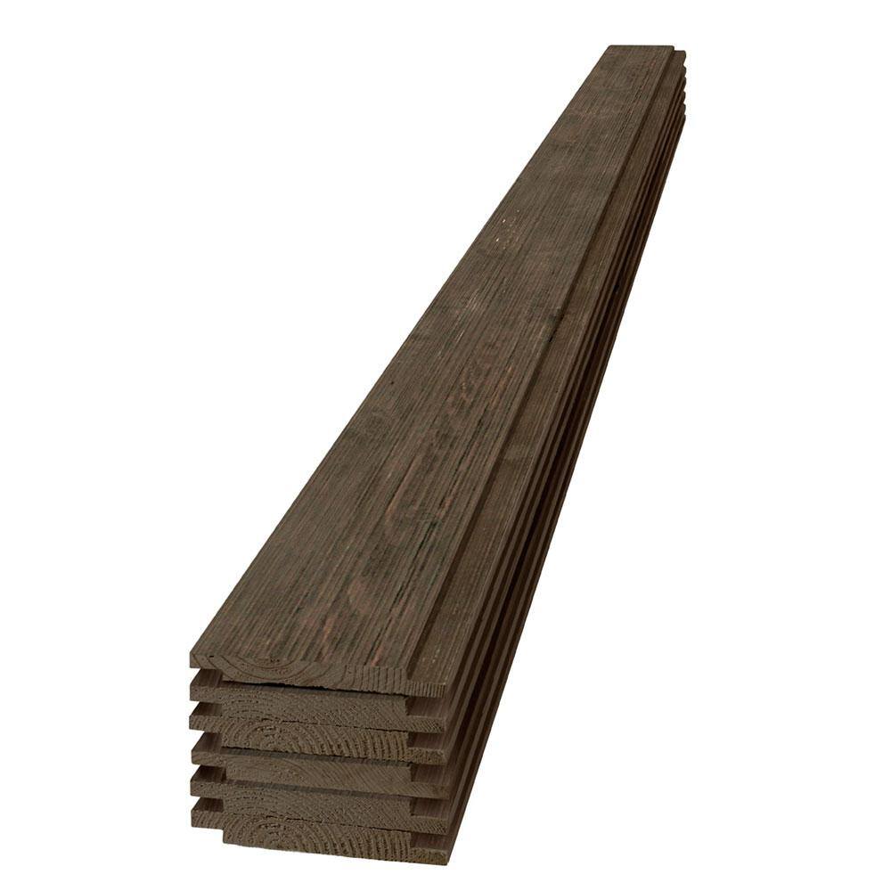 UFP-Edge 1 in. x 6 in. x 8 ft. Barn Wood Dark Brown Pine Shiplap Board (6-Pack) 263247