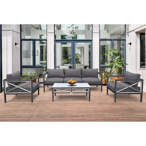 Sonoma Dark Gray Aluminum Outdoor Patio 4 Piece Deep Seating Conversation Set