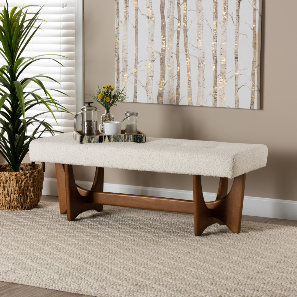 Dahlia Cream Boucle Fabric Collection   Transitional   Upholstered Benches   by Baxton Studio  Houzz