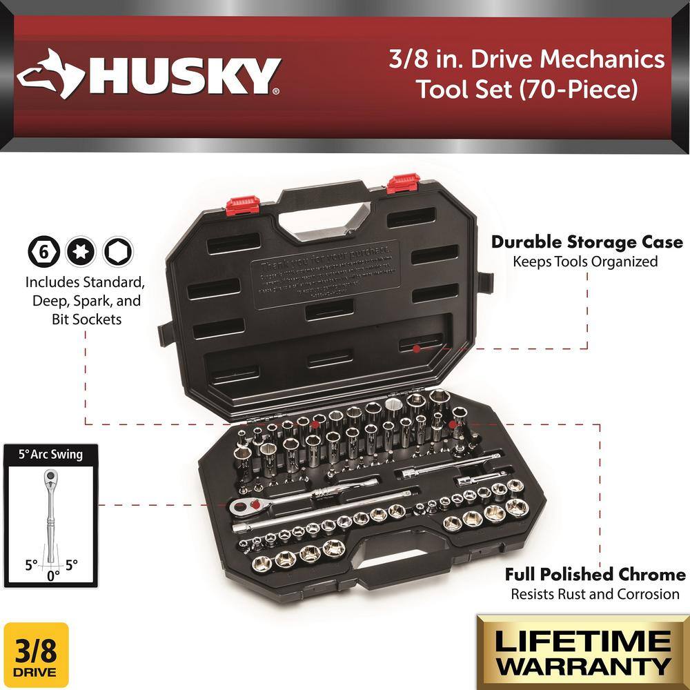 Husky 38 in. Drive Mechanics Tool Set (70-Piece) H70MTS3D