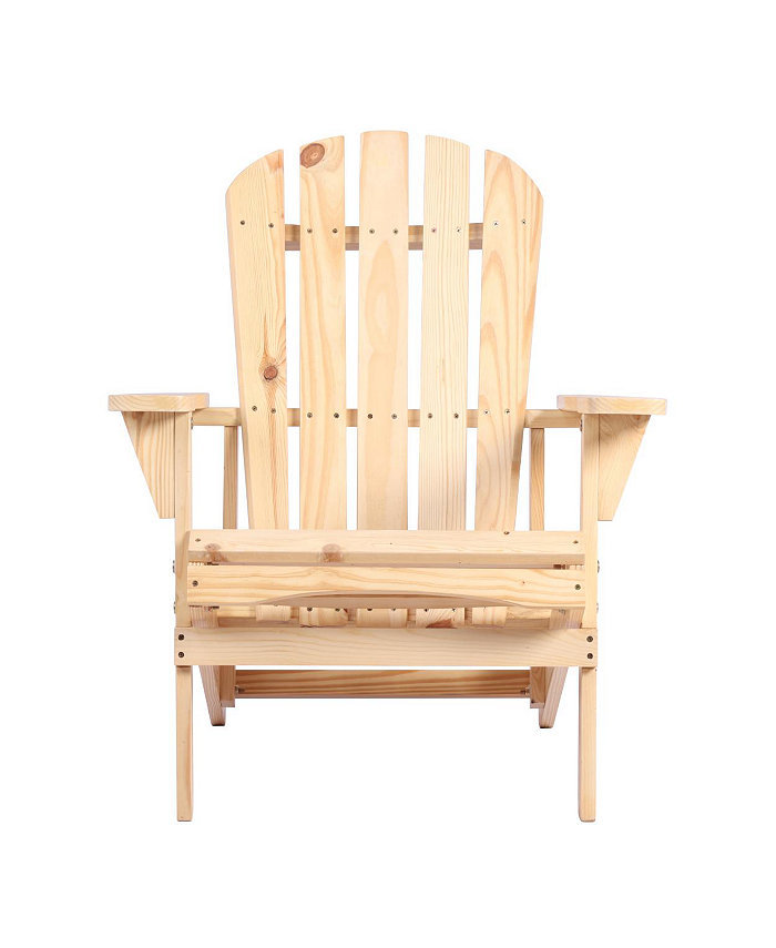 Simplie Fun Adirondack Chair Solid Wood Outdoor Patio Furniture for Backyard Garden Lawn Porch - Natural