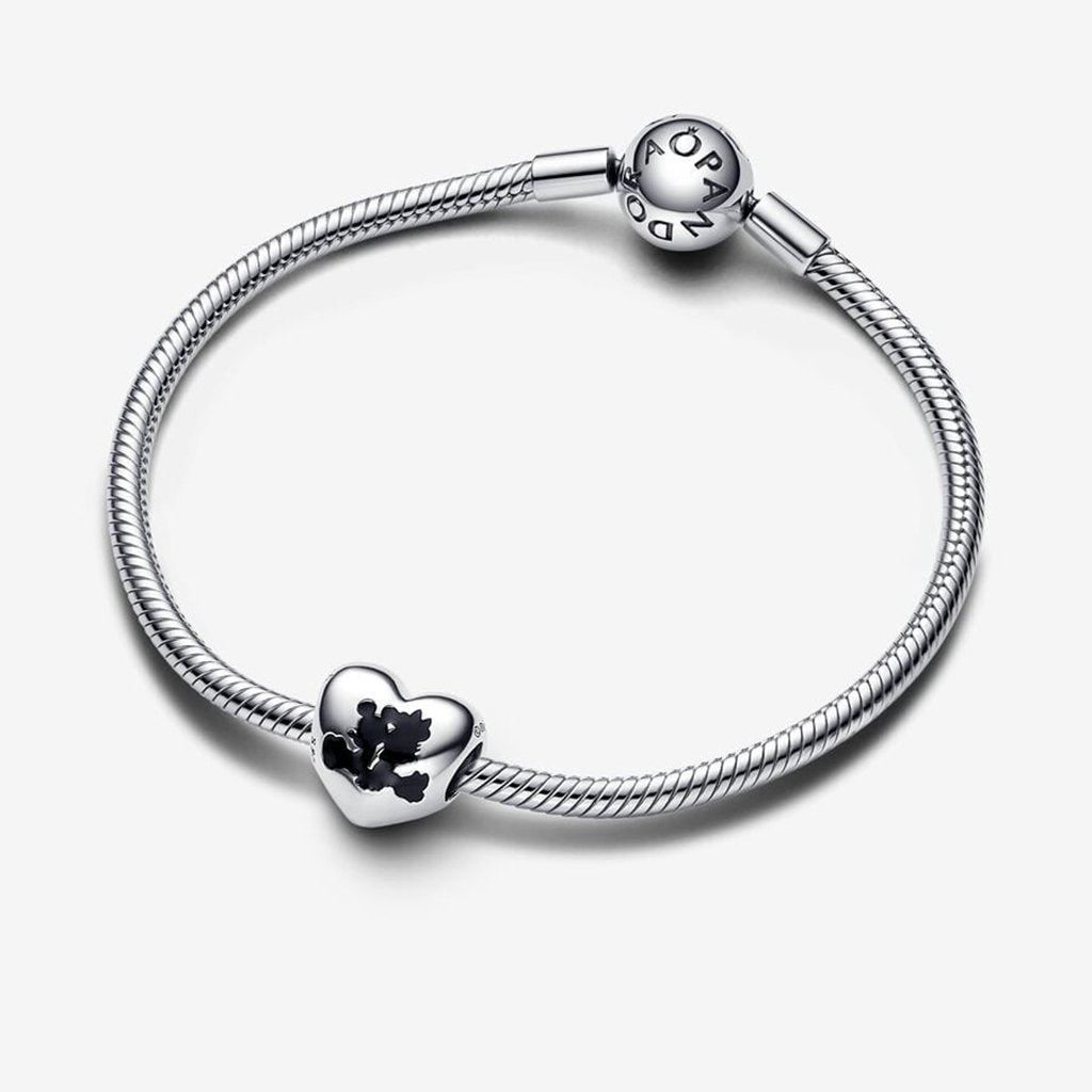 PANDORA  Disney Mickey Mouse & Minnie Mouse Heart Charm in Sterling Silver