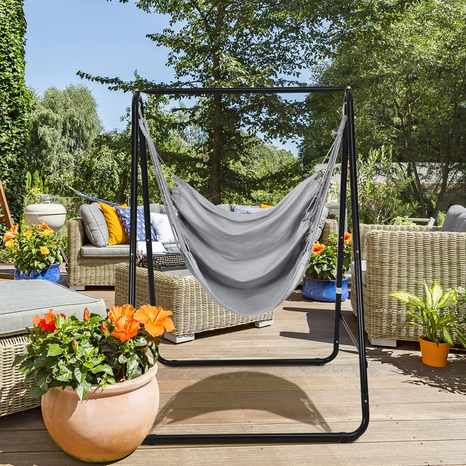 Heavy-Duty Powder-Coated Steel Stand with Hanging Swing Chair