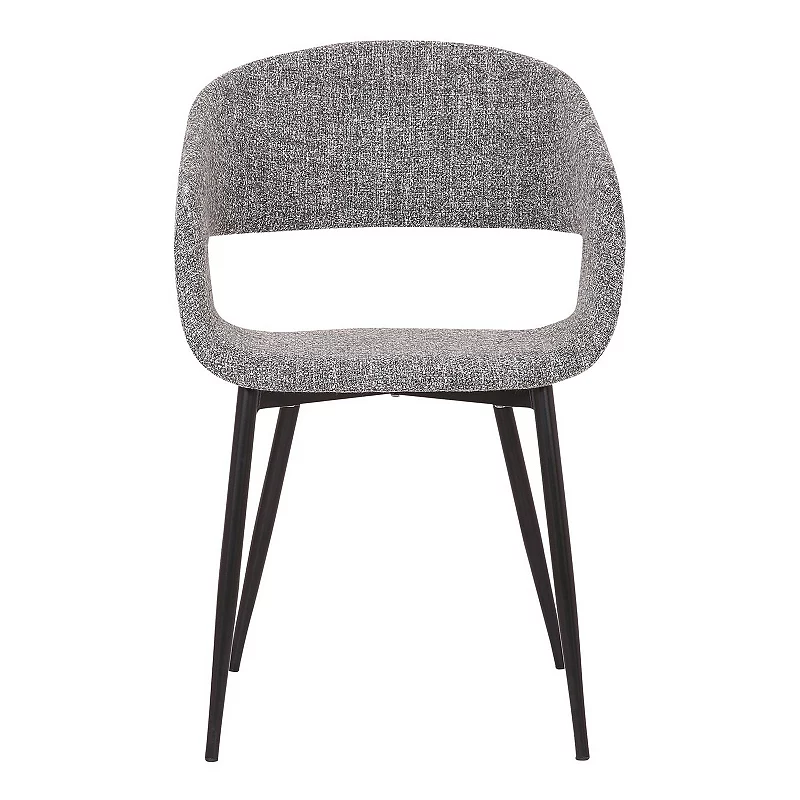 Upholstered Open Back Dining Accent Chair with Metal Angled Legs， Gray