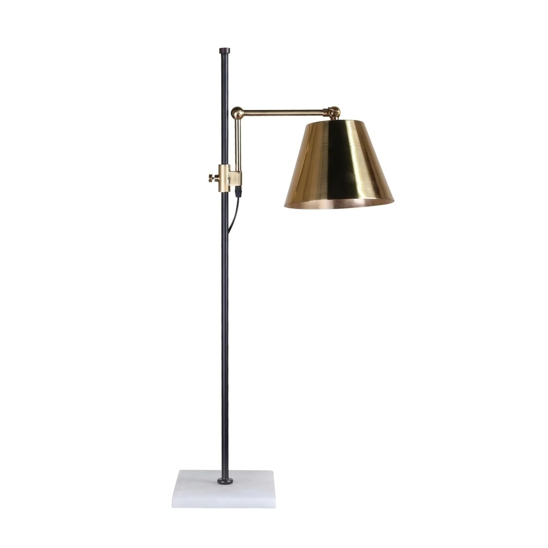 White Marble Base Table Lamp With Gold Shade And Black Frame