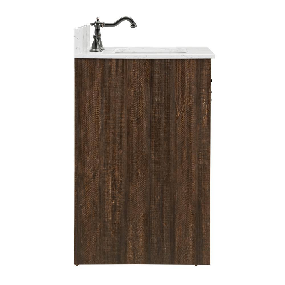 SUDIO Rafter 36 in. W x 22 in. D x 33.86 H Bath Vanity in Rustic Brown with Carrara White Engineered Stone Vanity Top Rafter-36RB