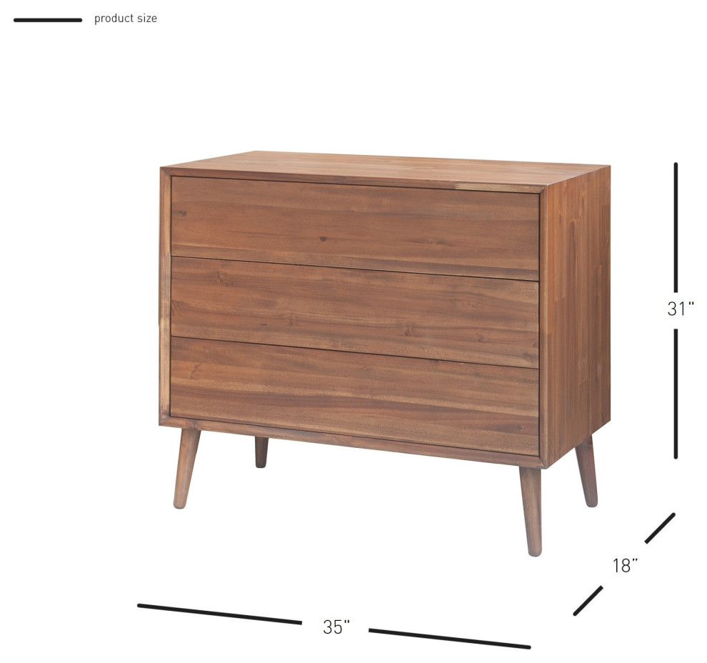 Henley Chest 3 Drawers  Newton Brown   Midcentury   Accent Chests And Cabinets   by New Pacific Direct Inc.  Houzz