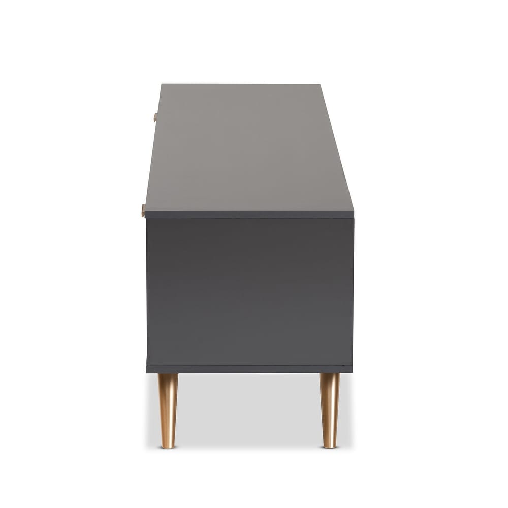 Kelson Modern Dark Grey and Gold Finished Wood TV Stand