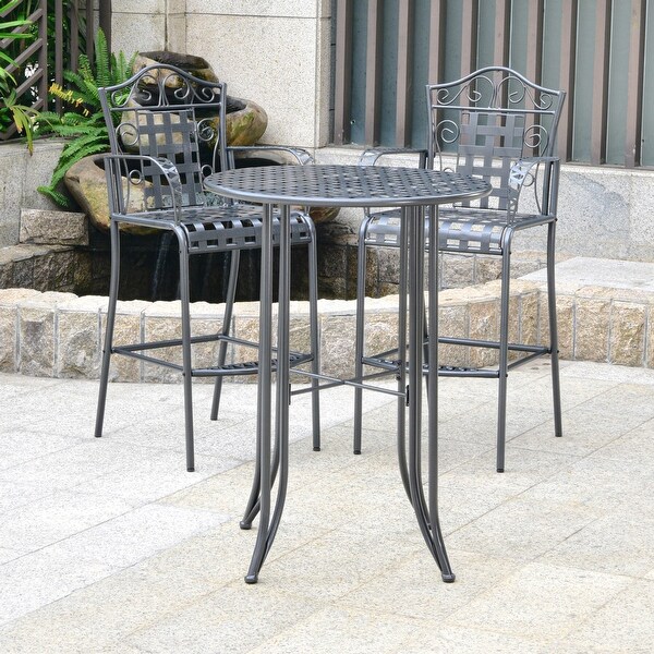 Mandalay 3Piece Outdoor Iron Bar Bistro Set (Set of 3)