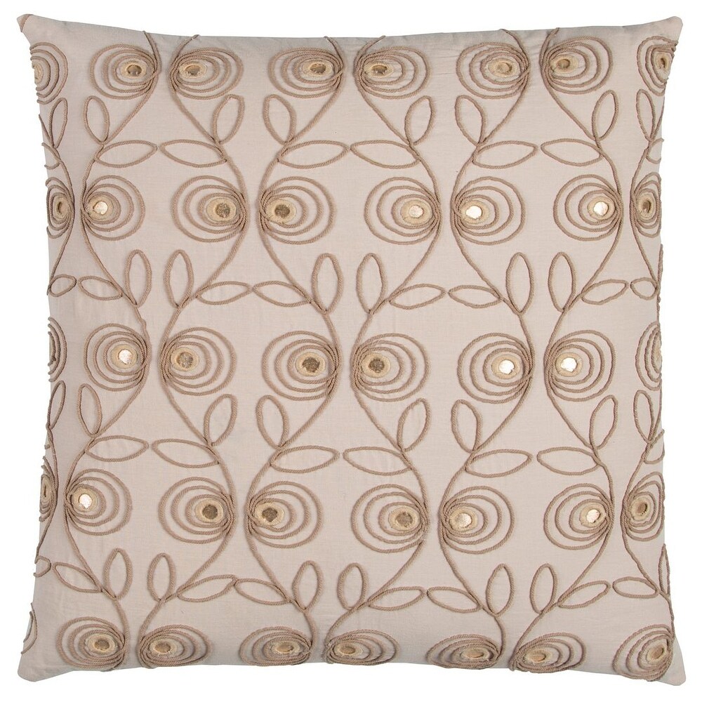 Donny Osmond Beige Floral Decorative Pillow