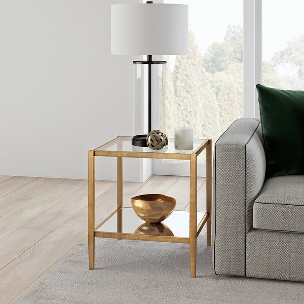 Hera 20'' Wide Square Side Table with Mirror Shelf