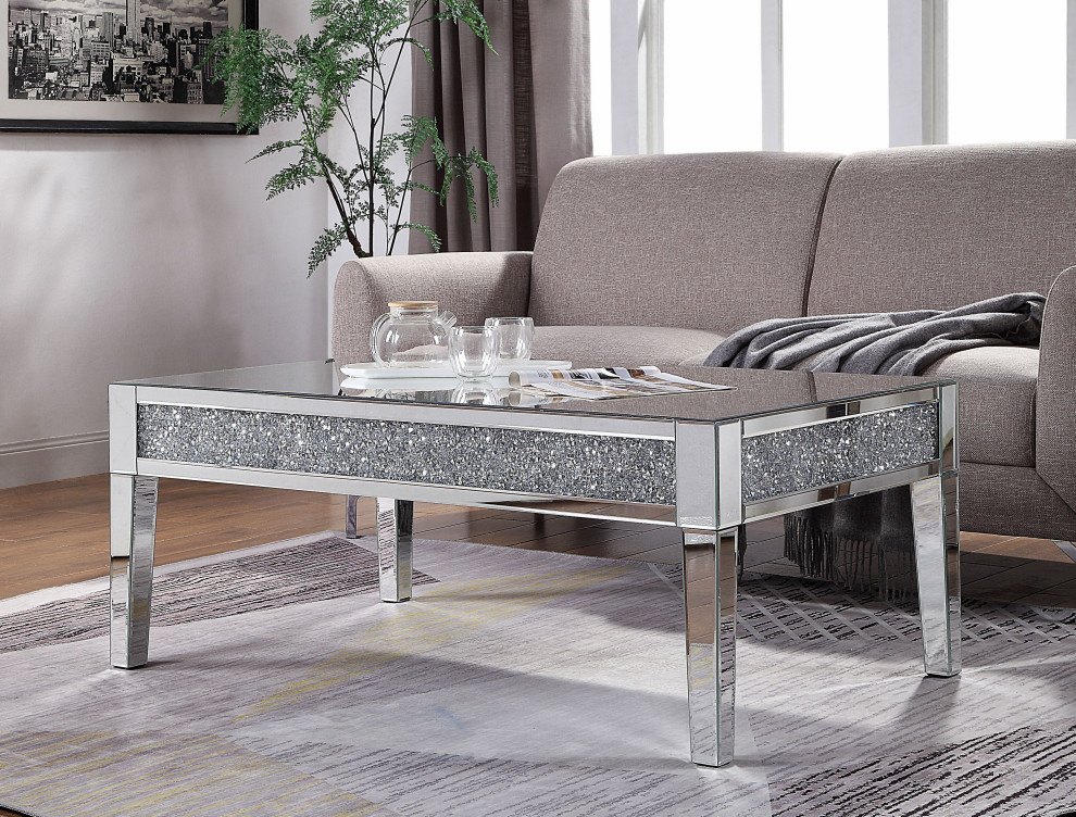 Noralie Coffee Table  Mirrored and Faux Diamonds   Contemporary   Coffee Tables   by Homesquare  Houzz