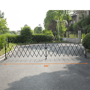 TECSPACE Aluminum Portable Barricade Gate with Casters,Expansion Size 201×15.2×40.6 inches,Flexible Fence Mobile Barricade Safety Barrier,Pet Fence Gate Adjustable Dog Gate