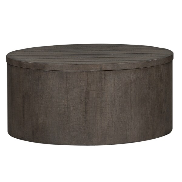 Modern Farmhouse Dusty Charcoal Distressed Drum Cocktail Table