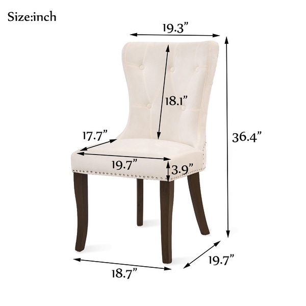 Dining Chair Tufted Armless Chair Upholstered Accent Chair， Set of 2， Cream