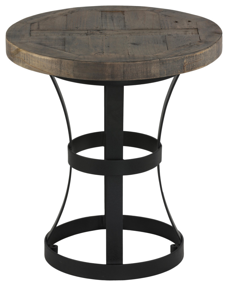 Cortesi Home Newcastle End Table  Solid Reclaimed Wood and Black Metal   Industrial   Side Tables And End Tables   by CozyStreet  Houzz