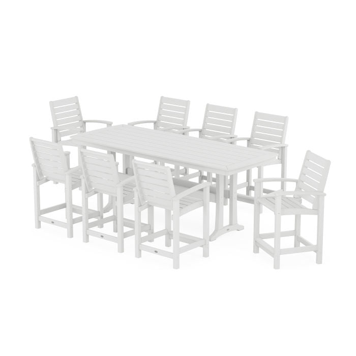 Polywood Signature 9-Piece Counter Set with Trestle Legs PWS1930-1