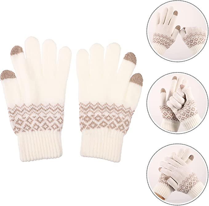 1 Pair Finger Gifts Cycling And Cold Windproof For Men Elastic Woven Thermal Unisex Knitted Full Outdoor Screen Birthday Anti Universal Warm Touch Thi