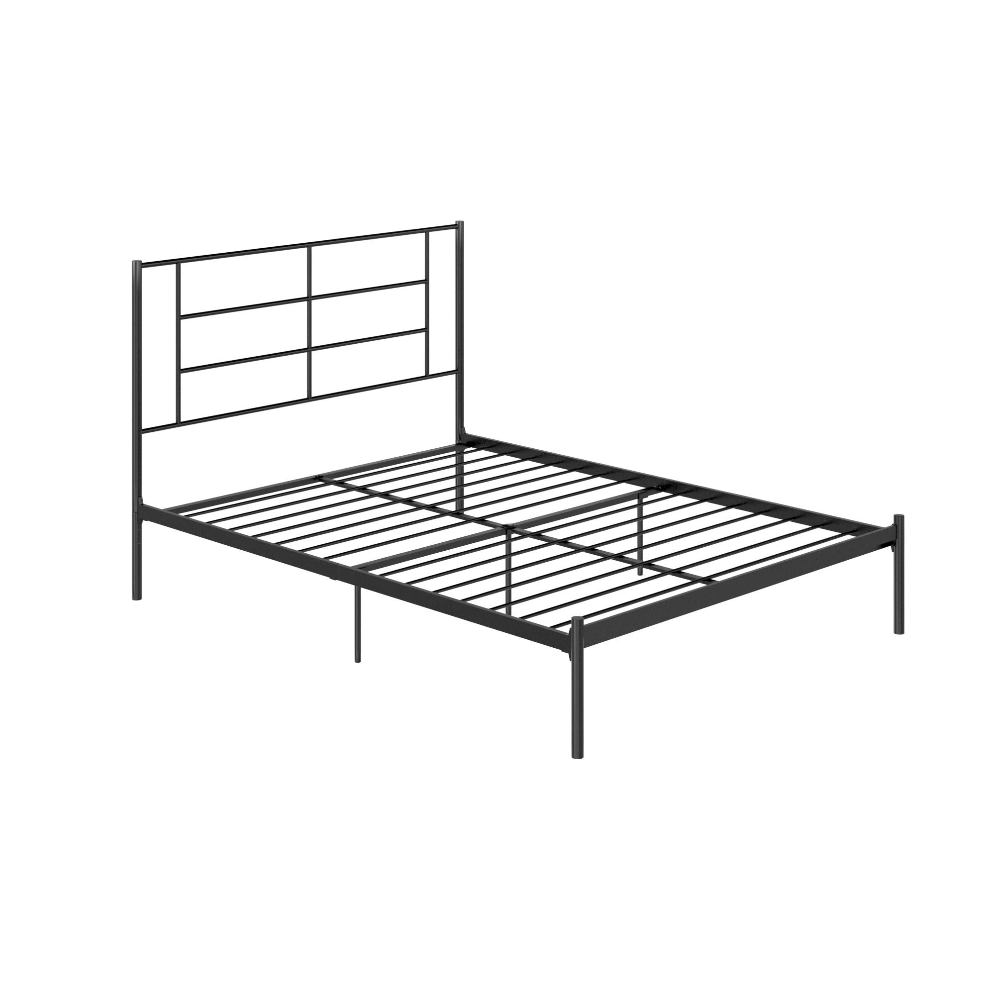 Queer Eye Jensen Metal Bed, Queen Size Frame, Under Bed Storage, Black