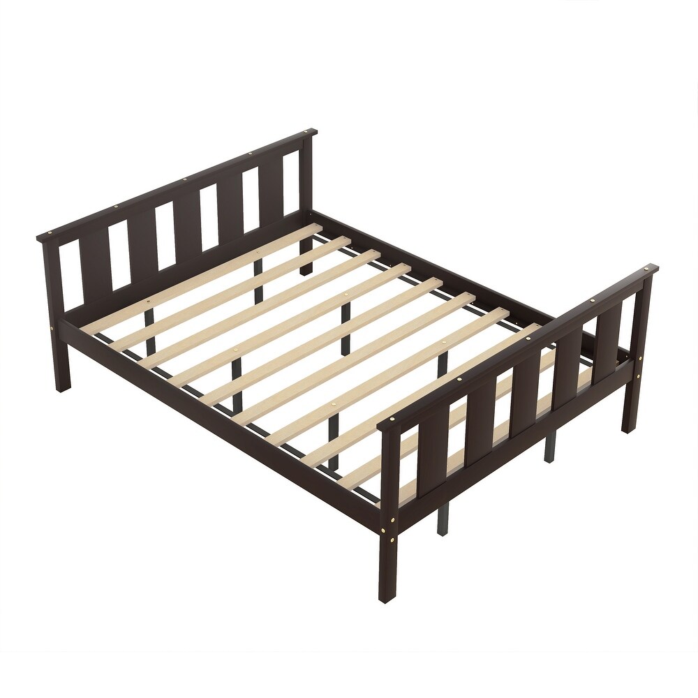 Wood Platform Bed Queen Size Bed Frame with Headboard