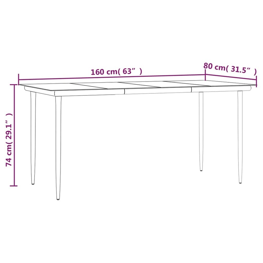 vidaXL Patio Dining Set Outdoor Table and Chair Black Steel and Textilene