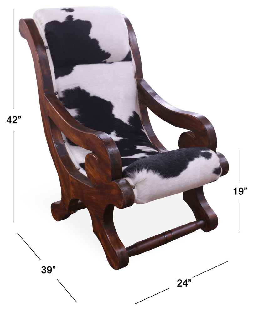 Reclaimed Wood Hair On Cowhide Handcrafted Chair C191 FC   Rustic   Armchairs And Accent Chairs   by Manhattan Rugs  Houzz