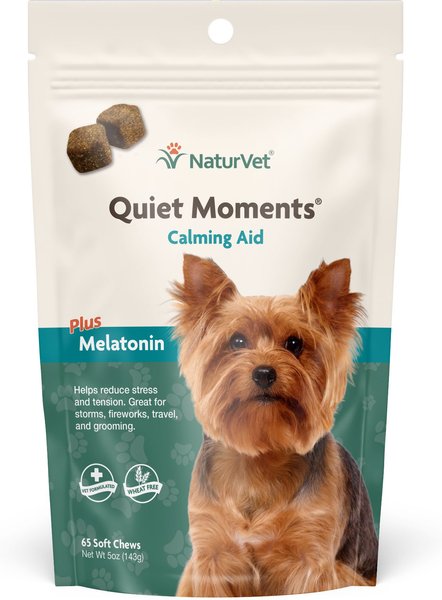 NaturVet Quiet Moments Plus Melatonin Soft Chews Calming Supplement for Dogs