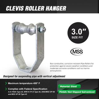 The Plumber's Choice 3 in. Galvanized Steel Hot Dipped Clevis Roller Hanger (5-Pack) IE03-ISZB-5