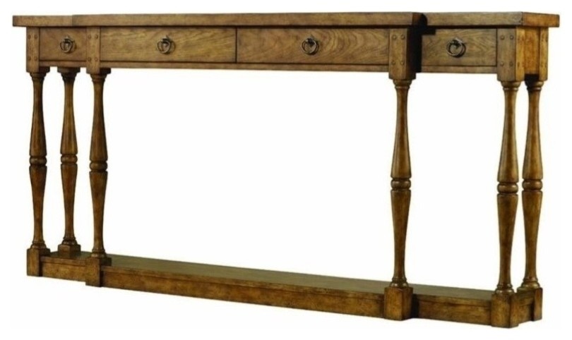 Beaumont Lane Four Drawer Thin Console in Drift   Traditional   Console Tables   by Homesquare  Houzz