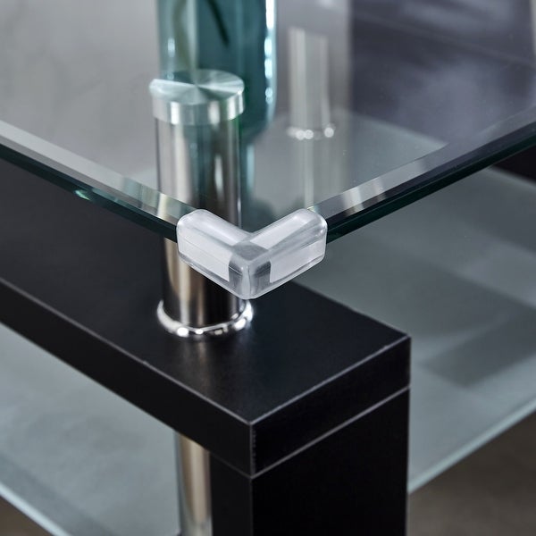 Modern Design Side Table with Clear Glass Top