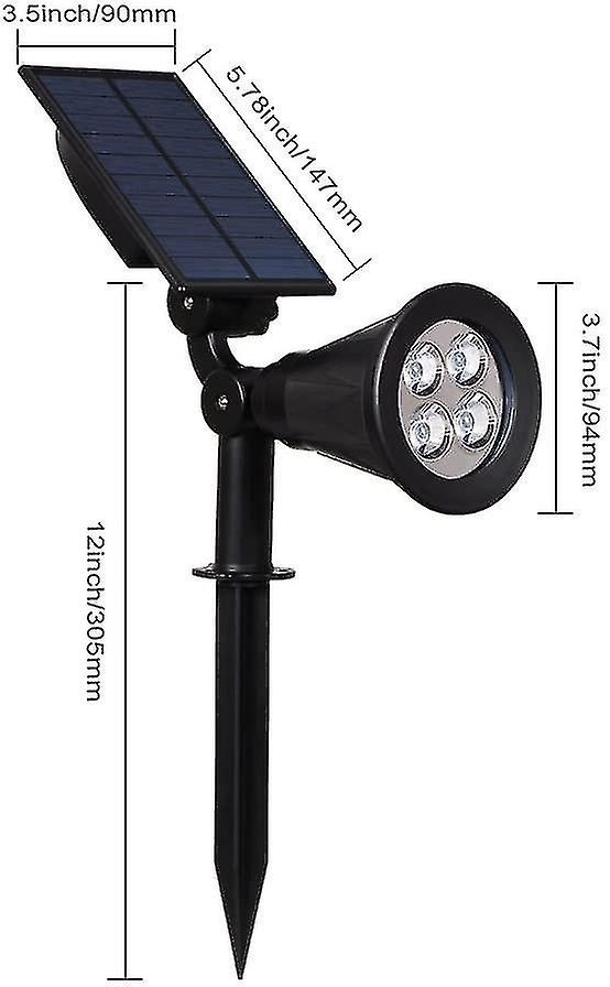 Solar Led Flood Light， 4 Led Solar Light， Waterproof Outdoor Garden Light， Security Landscape Light1pcs-black