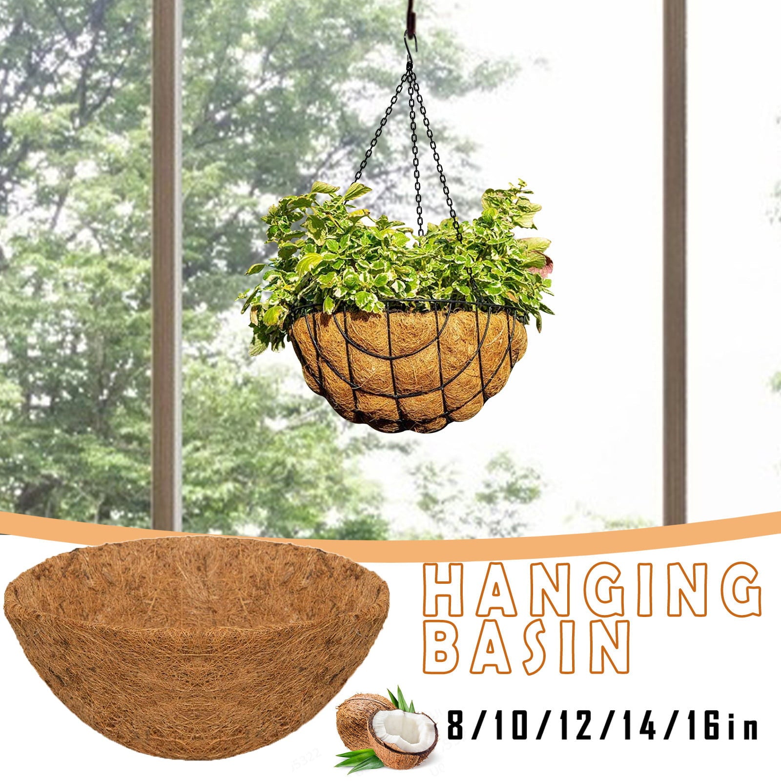 Baofu Hanging Basket Coconuts Fiber Planter Inserts Replacement Liner for Flower Pot for Home