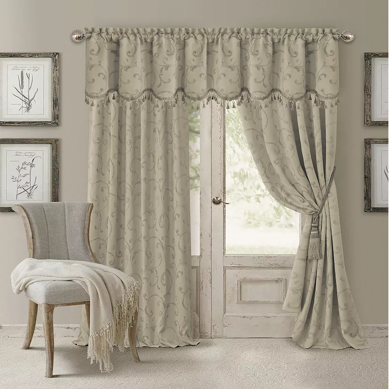 Elrene Home Fashions Mia Jacquard Scroll Blackout Window Curtain