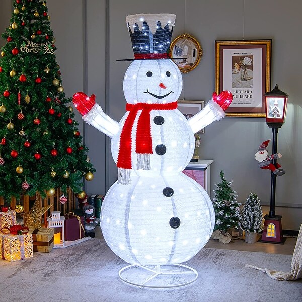 6 FT Lighted Christmas Snowman Outdoor Pop up Snowman w 200 Lights