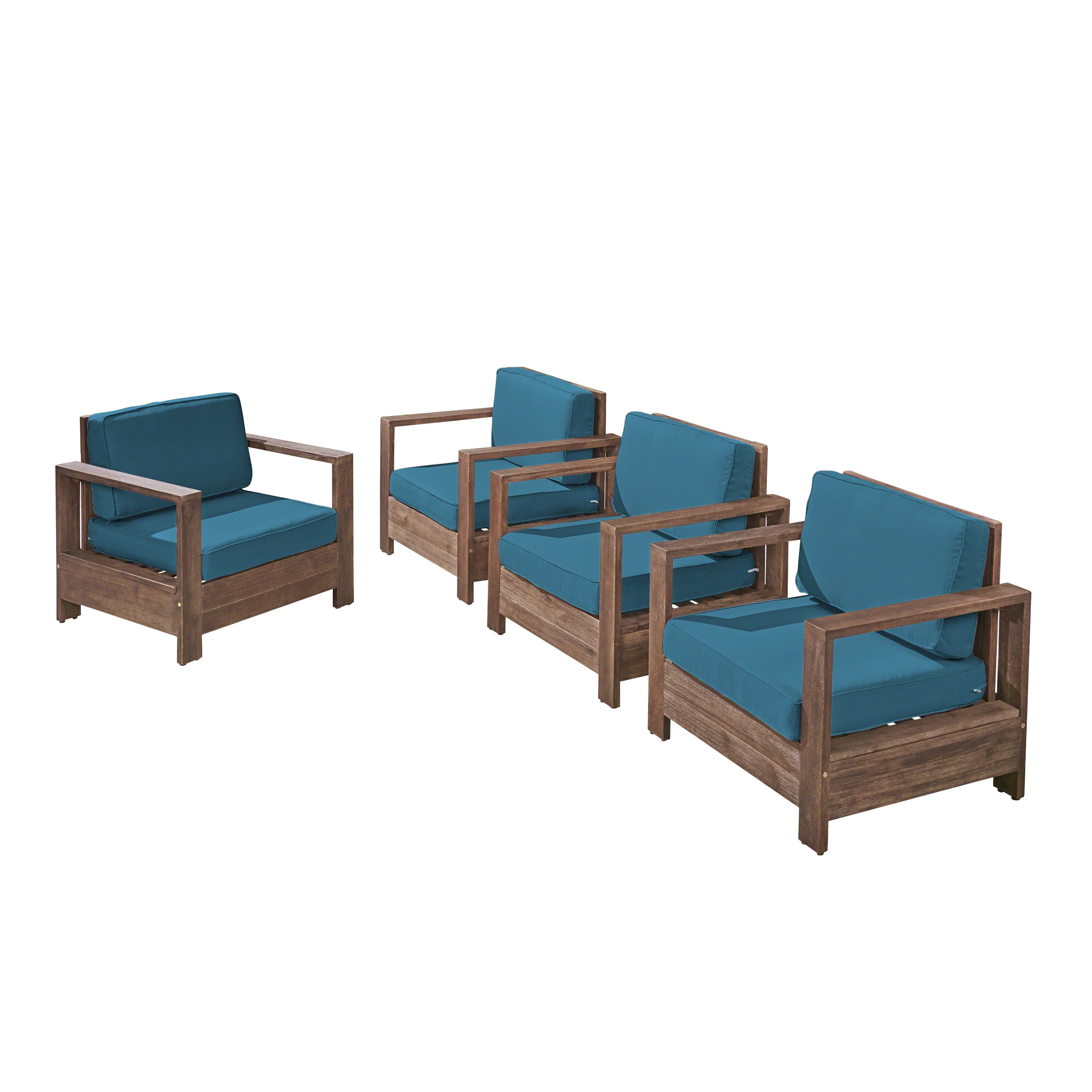 Lily Outdoor Acacia Wood Club Chairs (Set of 4)