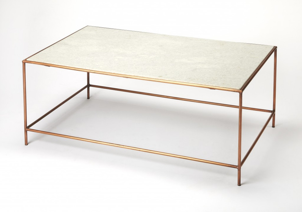 Classic White Marble Coffee Table   Contemporary   Coffee Tables   by HomeRoots  Houzz