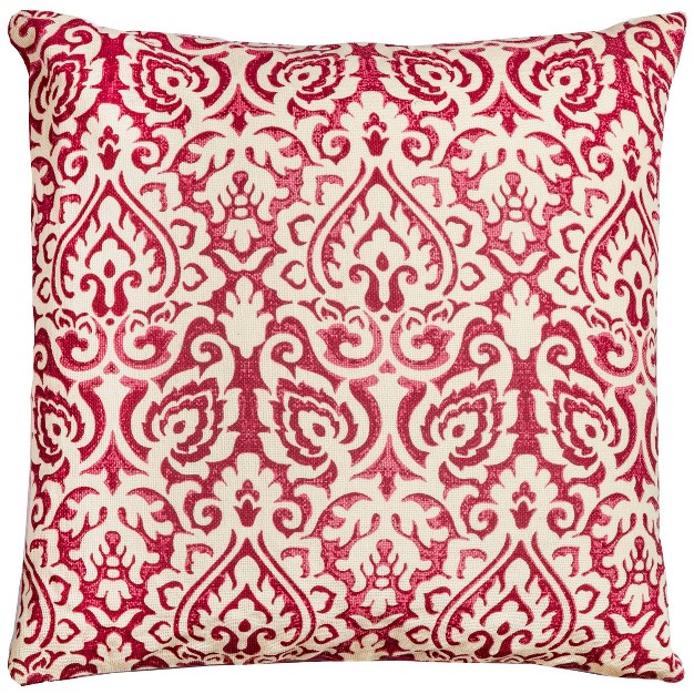 Oversize Poly Filled Damask Square Throw Pillow Red Rizzy Home