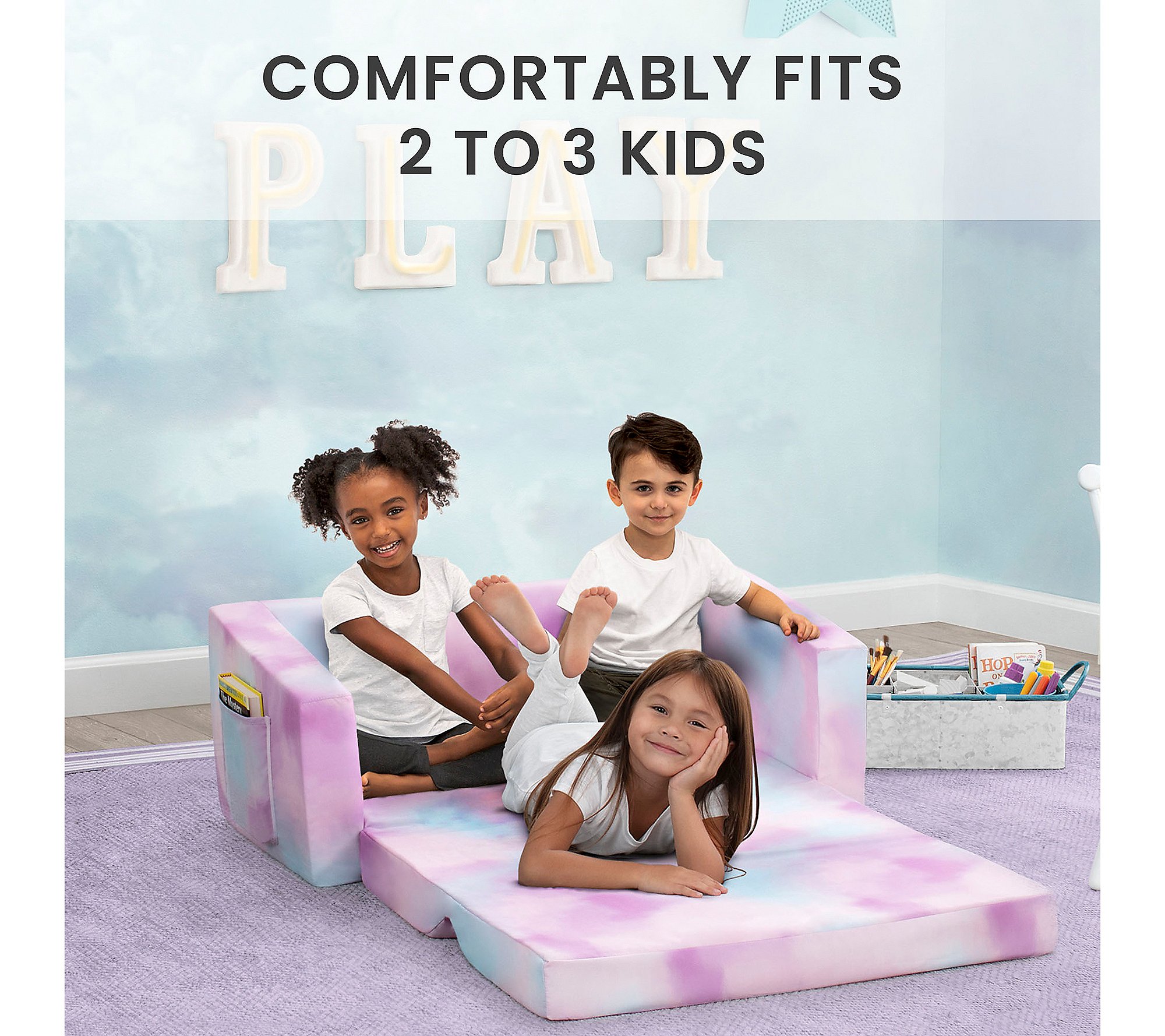 Delta Children Cozee Flip-Out Sofa - Pink Tie Dye