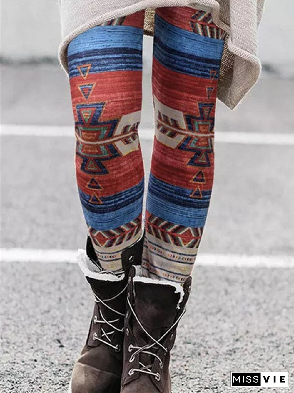 Women's Comfort Printed Graphic Colorblock Printed Legging Pants